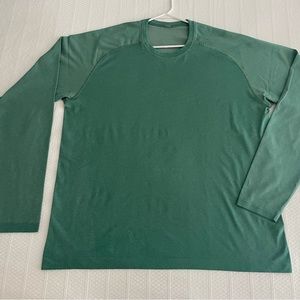 LULULEMON Men’s Long Sleeve Shirt, XXL, Green, moisture wicking